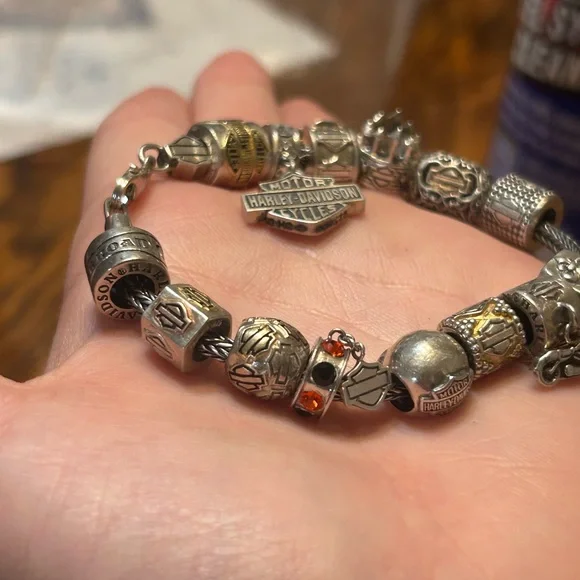 Harley-Davidson Sterling Silver 15 Charm Pandora Bracelet - Picture 5 of 15